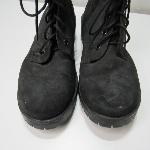 Dunes Kobe Women Blk Combat Lace Up Boot Moto Zip Up Y2K Grunge Goth Booties 9M - Picture 3 of 8